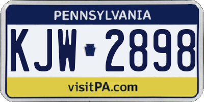 PA license plate KJW2898