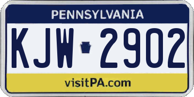 PA license plate KJW2902