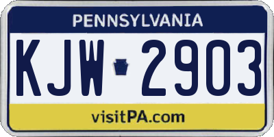 PA license plate KJW2903