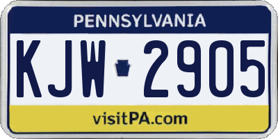 PA license plate KJW2905