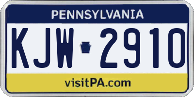 PA license plate KJW2910