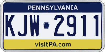 PA license plate KJW2911
