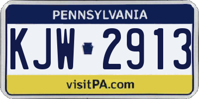 PA license plate KJW2913