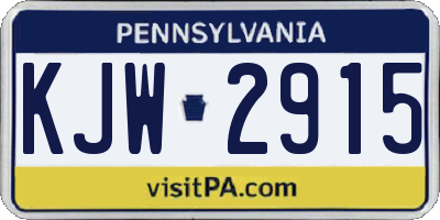 PA license plate KJW2915
