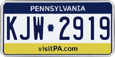 PA license plate KJW2919