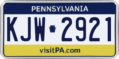 PA license plate KJW2921