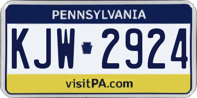 PA license plate KJW2924