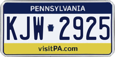PA license plate KJW2925