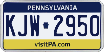 PA license plate KJW2950