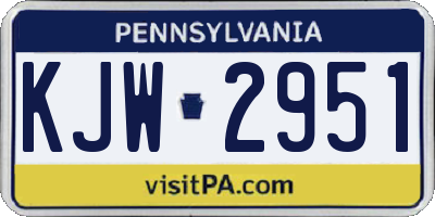 PA license plate KJW2951