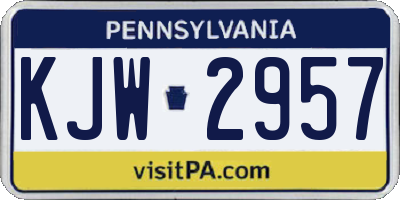 PA license plate KJW2957