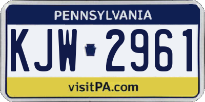 PA license plate KJW2961