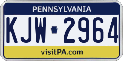 PA license plate KJW2964