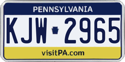 PA license plate KJW2965