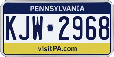PA license plate KJW2968