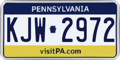 PA license plate KJW2972