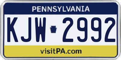 PA license plate KJW2992