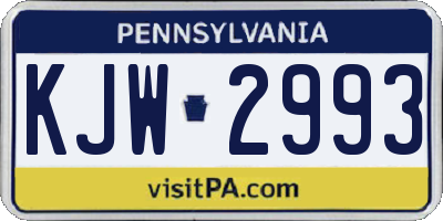 PA license plate KJW2993