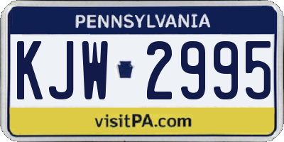 PA license plate KJW2995