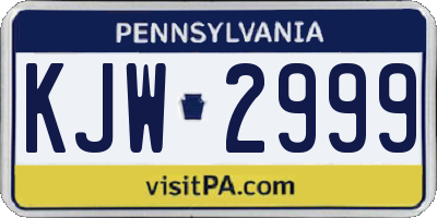 PA license plate KJW2999