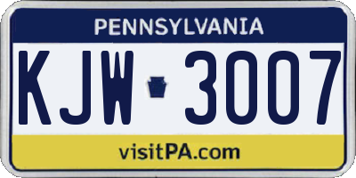 PA license plate KJW3007