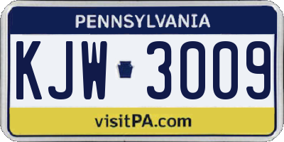 PA license plate KJW3009