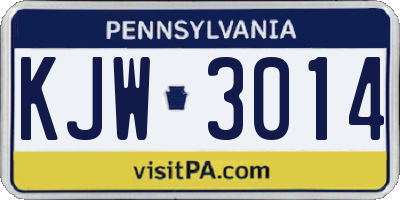 PA license plate KJW3014