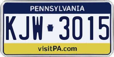 PA license plate KJW3015