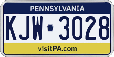 PA license plate KJW3028