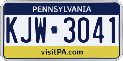 PA license plate KJW3041