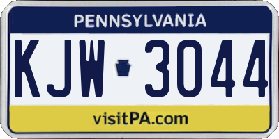 PA license plate KJW3044