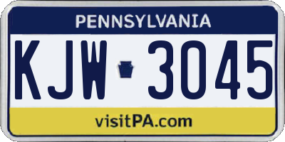 PA license plate KJW3045