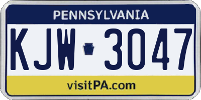 PA license plate KJW3047