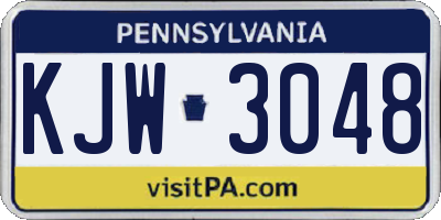 PA license plate KJW3048