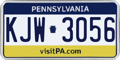 PA license plate KJW3056