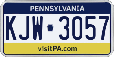 PA license plate KJW3057