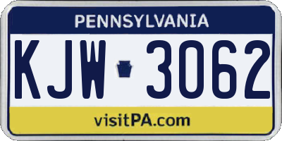 PA license plate KJW3062