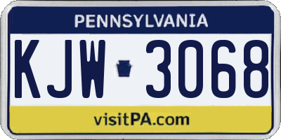PA license plate KJW3068