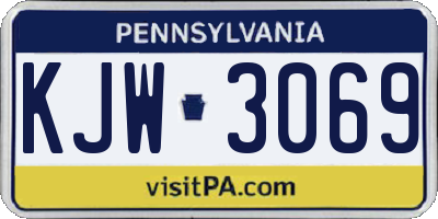 PA license plate KJW3069