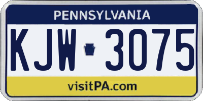 PA license plate KJW3075
