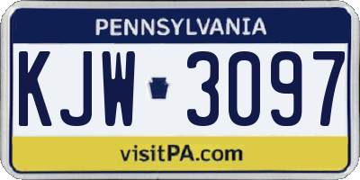PA license plate KJW3097