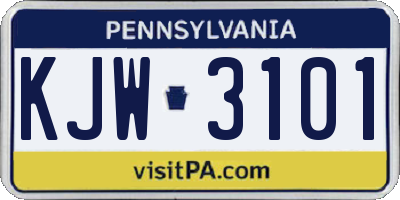 PA license plate KJW3101