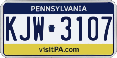 PA license plate KJW3107
