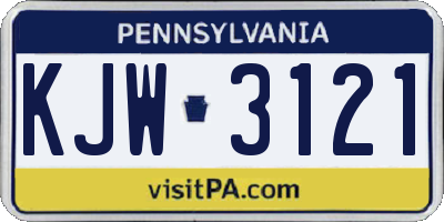 PA license plate KJW3121