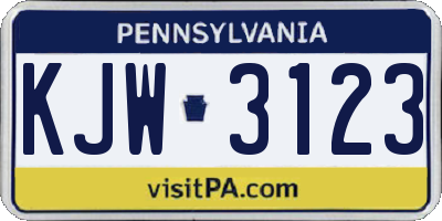 PA license plate KJW3123