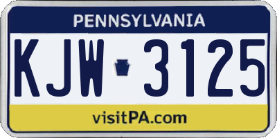 PA license plate KJW3125