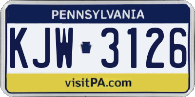 PA license plate KJW3126