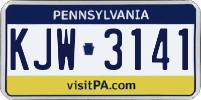 PA license plate KJW3141