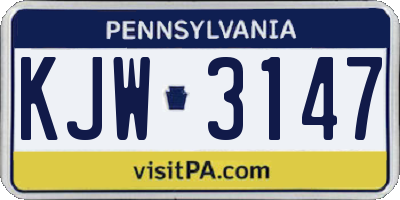 PA license plate KJW3147