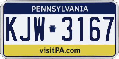 PA license plate KJW3167